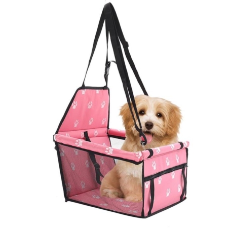 Waterproof Pet Booster Car Seat Breathable Mesh Safety Travel Portable Dog Carrier Bag Pink