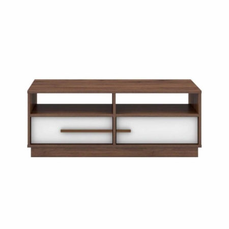 Cecilia Modern Scandinavian Open Shelves Coffee Table W/ 2-Drawers – Columbia/White