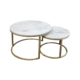 Set of 2 Miller Nesting Round Marble Coffee Table Gold Frame - White