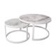 Set of 2 Leonardo Nesting Marble Round Coffee Table Metal Frame - White