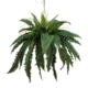 Boston Fern Artificial Fake Decorative 88cm Hanging Planter W/ Rope - Green