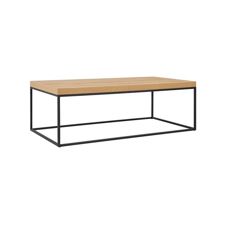 Modern Rectangular Wooden Coffee Table Metal Frame - Oak