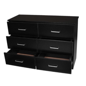 Modern 6-Drawer Chest Dresser Lowboy Storage Cabinet - Black