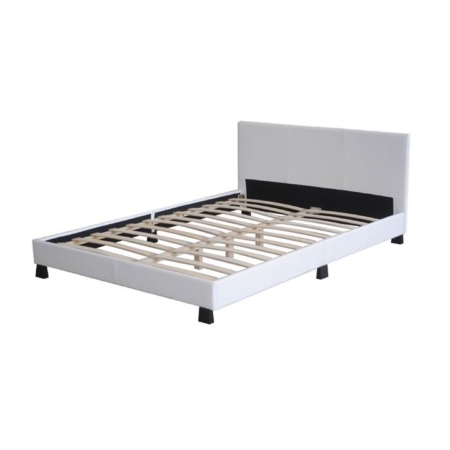 Modern Designer PU Leather Double Bed Frame With Headboard - White