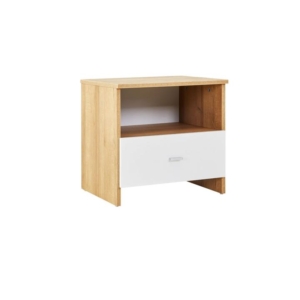 Modern Open Shelf Bedside NightStand Side Table With Drawer - Natural / White