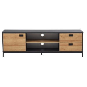 Modern Classic TV Stand Entertainment Unit W/ Storage 180cm - Oak & Black