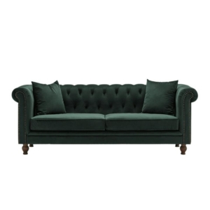 Modern Chesterfield Velvet Fabric 3-Seater Sofa - Green