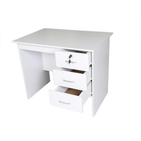 Modern Office Writing Study Desk 120cm W/ 3-Drawers - White