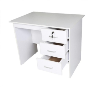 Modern Office Writing Study Desk 90cm W/ 3-Drawers - White