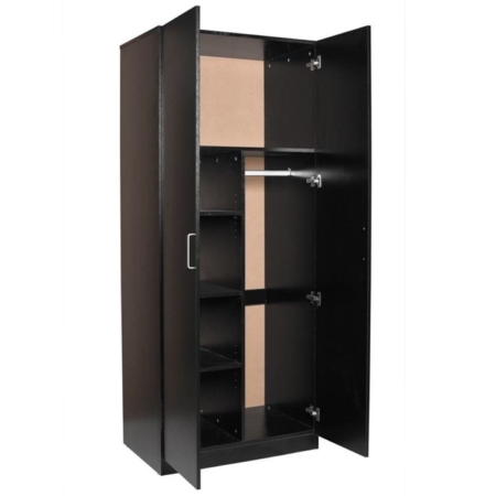 Modern 2-Door Multi-Purpose Wardrobe Closet Clothes Storage Cabinet - Black