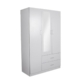 Modern 3-Door 2-Drawers Wardrobe Closet Clothes Storage Cabinet With Mirror - White