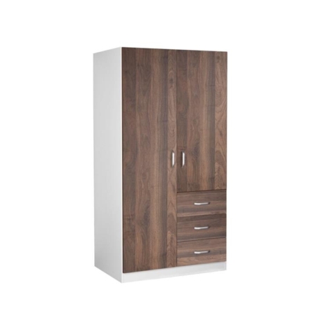 Renee 2-Door 3-Drawer Wardrobe Closet Clothes Storage Cabinet - Walnut