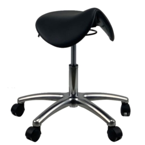 MUELLER Saddle AFRDI Chrome Base Office Lab Task Stool Computer Chair - Black