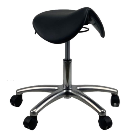 MUELLER Saddle AFRDI Chrome Base Office Lab Task Stool Computer Chair - Black