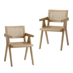 Set Of 2 Camilla Rattan Occasional Dining Chairs - Natural