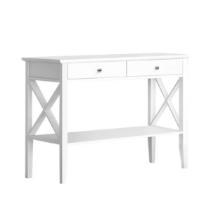 Console Table Hall Side Entry 2 Drawers Display White Desk Furniture