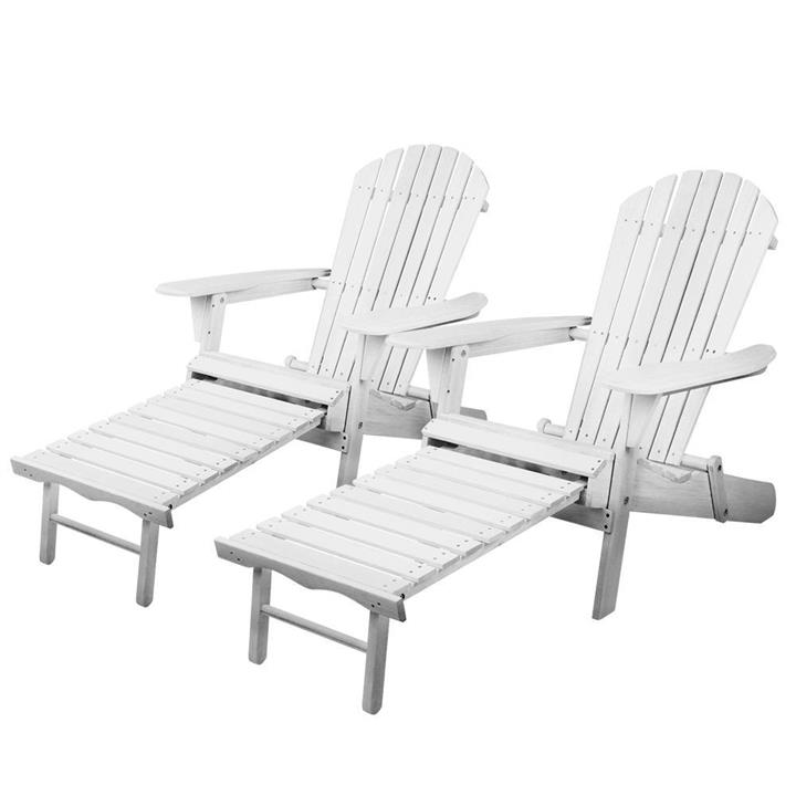 Set of 2 Outdoor Sun Lounge Chairs Patio Furniture Lounger Beach Chair Adirondack