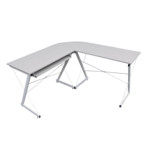 L-shape Office Study Computer Desk  Metal Frame - Light Grey