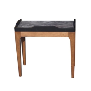 Square Wooden Side End Lamp Table Paladina Look - Walnut & Grey