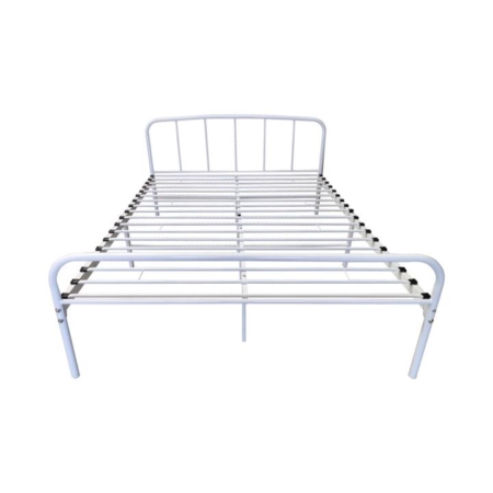 Metal Bedframe Double Size Country Style - White