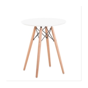 Round Wooden Dining Table Eiffel Design Wooden Legs 80cm - White