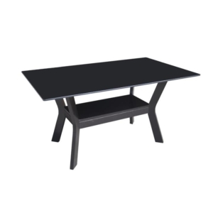 Rectangle Dining Table Glass Top Wooden Frame - Cappucino