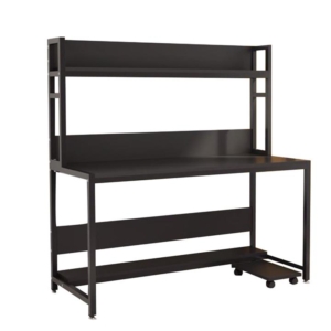 Study Computer Office Desk Metal Frame W/ Hutch - Black