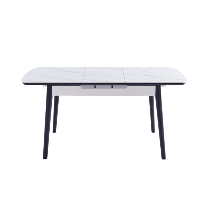 Janice Extension Rectangular Dining Table 120-140cm - Snow White Ceramic