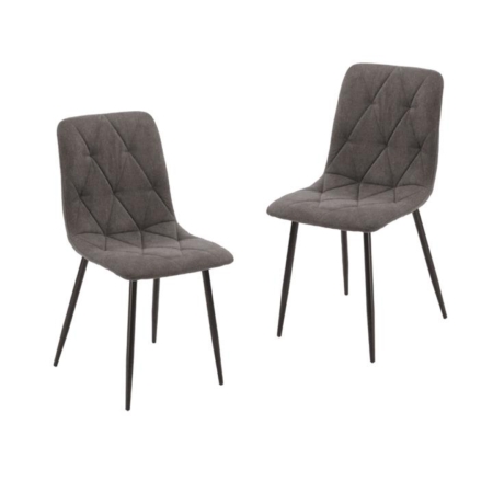 Set Of 2 Laios Fabric Dining Side Chairs Metal Frame - Grey