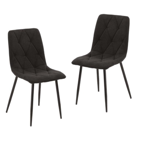 Set Of 2 Laios Fabric Dining Side Chairs Metal Frame - Charcoal