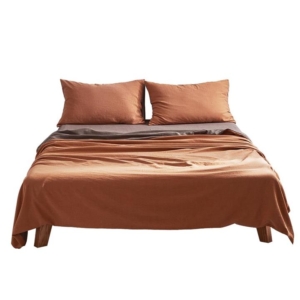 Sheet Set Cotton Sheets Double Orange Brown