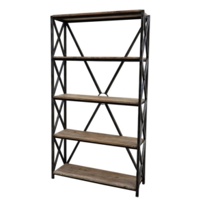 Ares 4-Tier Rustic Industrial Braced Bookcase Display Bookshelf Cabinet