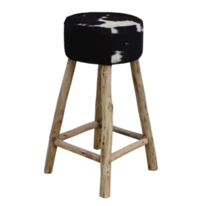 Amari Cowhide Kitchen Counter Bar Stool 78cm Wooden Legs