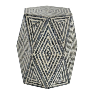 Alora Oblique Shell Wooden Geometric Stool Side Table