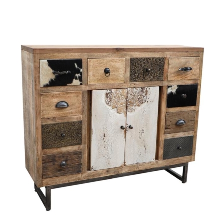 Michelle Chest of Drawers Sideboard Storage Cabinet Cowhide Patchwork