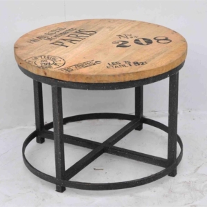 Vintage Rustic Round Hardwood Coffee Table