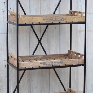 Bistrot De France Industrial Rustic 4-Tier Movable Bookcase On Wheels