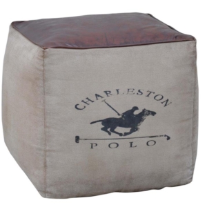 Charleston Vintage Rustic Polo Square Foot Stool Ottoman