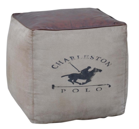 Charleston Vintage Rustic Polo Square Foot Stool Ottoman