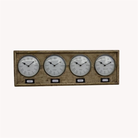 World Clock  Roman Numeral Timber