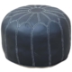 Pouffe Industrial Vintage Leather Round Foot Stool Ottoman Black