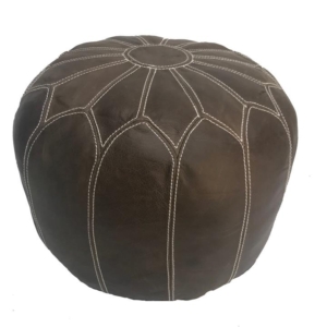 Pouffe Industrial Vintage Leather Round Foot Stool Ottoman brown