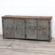 Michelle Vintage Rusty Iron Locker W/ Reclaimed Railway Sleeper Wood Sideboard