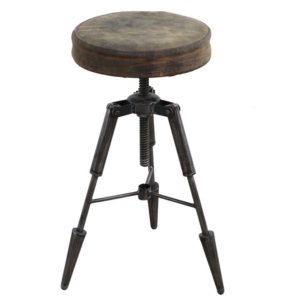Silas Arrow Tripod Vintage Rustic Leather Kitchen Counter Bar Stool