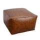 Latticed Vintage Rustic Leather Square Foot Stool Ottoman