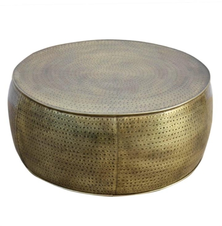 Titan Brass Hammered Look Round Metal Coffee Table 80cm