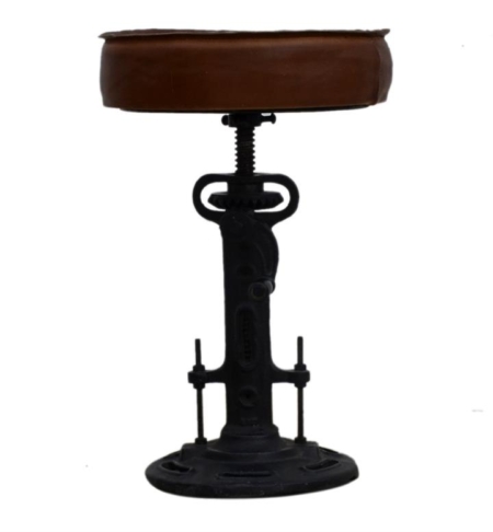 Parisian Industrial Rustic Wind-up  Cast Iron Kitchen Bar Stool 38-72cm