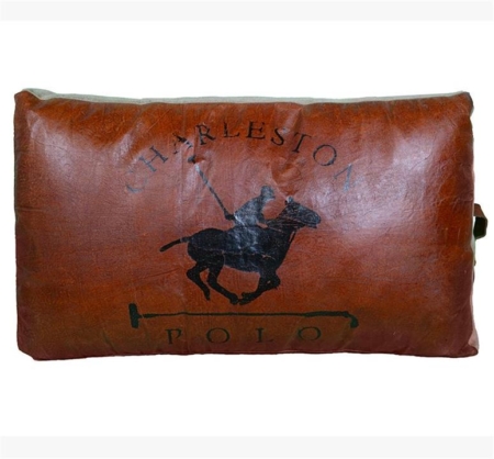 Chaleston Polo Hand-Made Vintage Rustic Leather Canvas Cushion