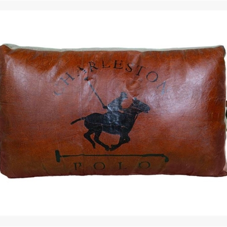 Chaleston Polo Hand-Made Vintage Rustic Leather Canvas Cushion