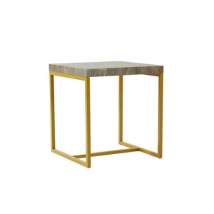 Square Side Table Metal Frame - Grey & Gold